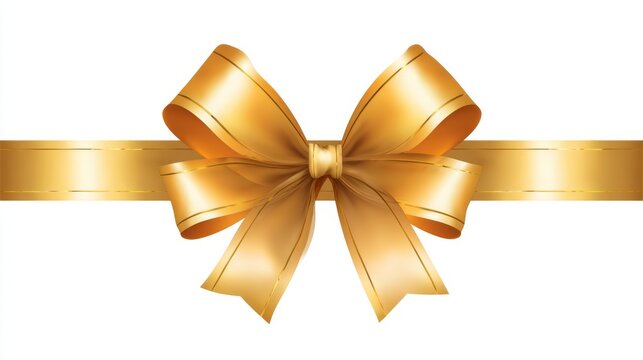 Decorative gold ribbon bow suitable for gift wrapping and celebrations in various occasions