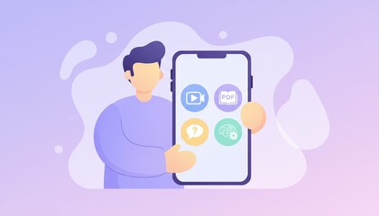 Man Holding Smartphone with App Icons - Technology and Communication.