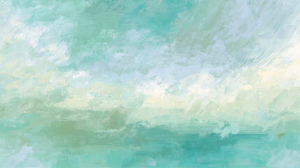Abstract painting depicting tranquil sea and cloudy sky