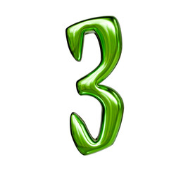Alphabet number and symbol 3d word render Lime Green Chrome Glossy Tubular Symbol