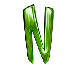 Alphabet number and symbol 3d word render Lime Green Chrome Glossy Tubular Symbol
