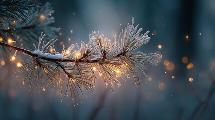 Needles Icy Pine with Glowing Lights
