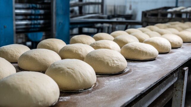Freshly prepared dough resting in a bakery workshop ready for shaping and baking
