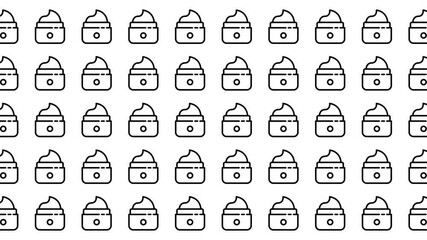 Many icons of moisturizer cream jars in rows and columns. Suitable for skincare product comparison websites or beauty product infographics.