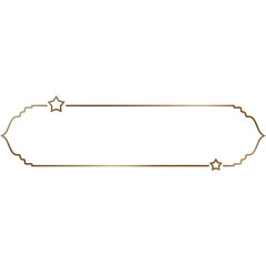 Elegant Golden Decorative Banner with Stars and Ornate Border on Transparent Background Exquisite Embellishment for Text Placement