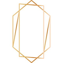 Elegant Golden Geometric Frames with Transparent Background Ideal for Invitations and Graphic Design Projects
