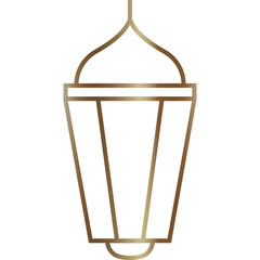 Elegant Golden Lantern Silhouette With Islamic Arch Design Hanging Decorative Element Isolated On White Background