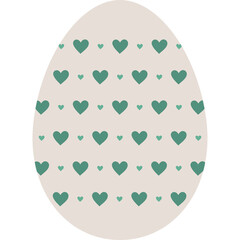 Elegant Easter Egg With Teal Heart Pattern On A Beige Background Isolated On Transparent White