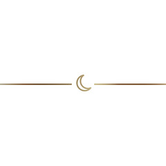 Elegant gold crescent moon and horizontal line divider on a clean white background symbolizing tranquility and transition