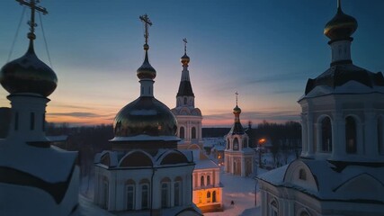 Orthodox Church Domes at Dusk