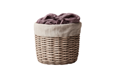 Wicker basket filled with mauve fabric