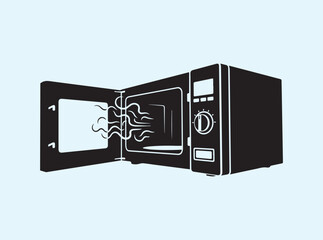 Kitchen Counter Microwave Silhouette with Open Hatch
