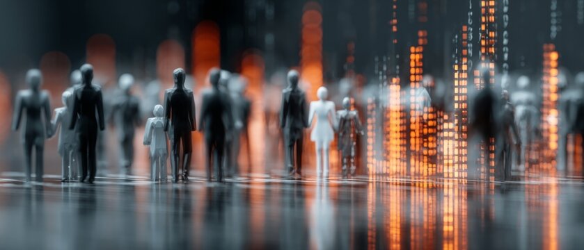 The cutting edge of commerce: ai and the art of big data processing. Social media community. Ai illuminates complex data patterns for business strategy and innovation. Virtual connections map.