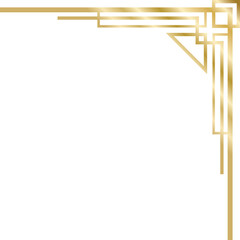 Elegant Golden Art Deco Geometric Border Design Element With Clean Lines And Reflective Metallic Sheen On A White Background Ideal For Invitation Or Decorative Framing
