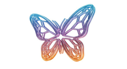 Intricate iridescent butterfly with vibrant rainbow gradient wings and detailed patterns isolated on transparent background