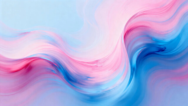 Abstract fluid waves in soft pink, blue, and purple hues