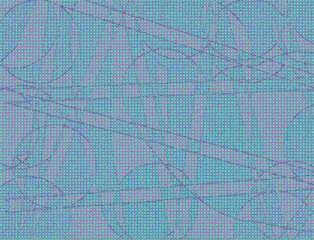 Abstract blue background with lines and circles combines colors in a mathematical geometric design. Diagonals slice across the rough texture page.