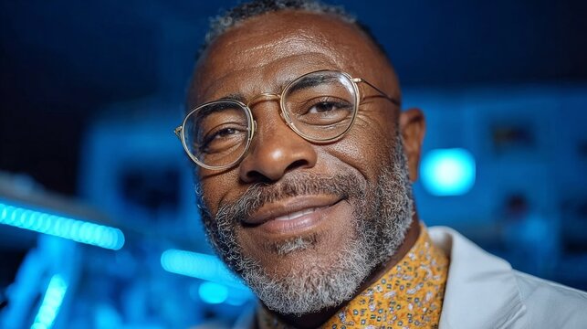 Bioinformatics breakthroughs: navigating the digital age of genomics. Graphic poster. Technological innovations with a human touch: advanced genomics research scene. Dark aesthetic.