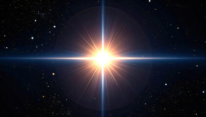 レンズフレアと輝く星の光。Lens flare and shining star light.