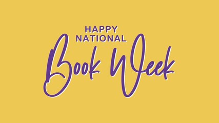 Happy national book week text animation. Perfect for bookstores, libraries, educational campaigns, and literary events.
