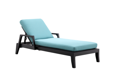 Dark gray outdoor chaise lounge with teal cushion