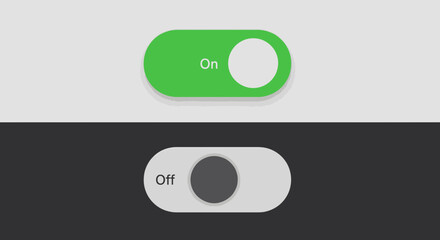 Illustration of On/Off toggle switch button with modern flat design style for website