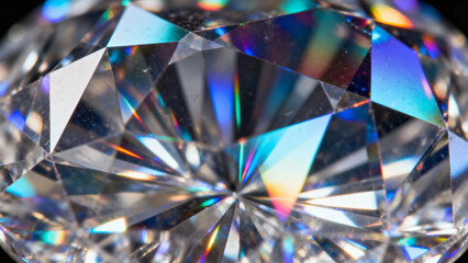 Close-up of a faceted diamond showcasing brilliant reflections and colorful dispersion