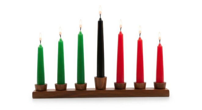 Kwanzaa celebration candles isolated on white background
