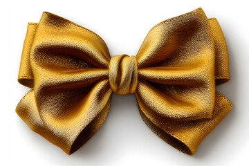 Gold Bow and Ribbon Realistic shiny satin with shadow place on left corner for decorate your wedding invitation card ,greeting card or gift boxes vector EPS10 isolated on white background.