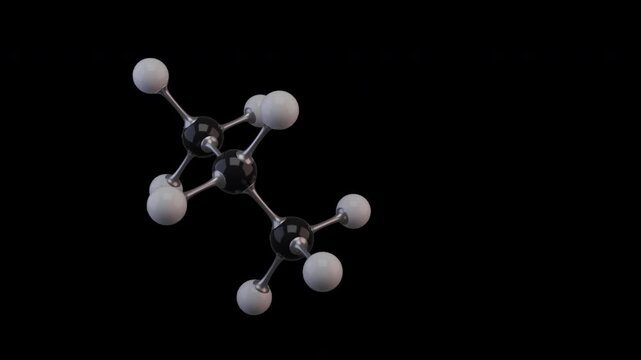 Cyclopentane Molecule 3d Model with Carbon and Hydrogen Atoms on Black Background