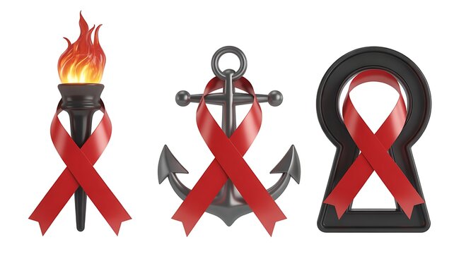 Red ribbon symbols for aids awareness