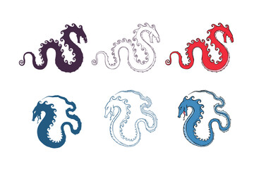 Mythological fantasy dragon symbols collection