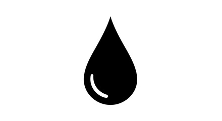 Black ink drop shape symbol representing liquid or fluid isolated on white background