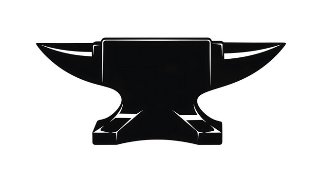 A classic black anvil silhouette with a sturdy base isolated on white background