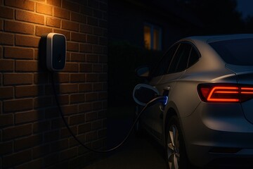 Electric car charging at home during night