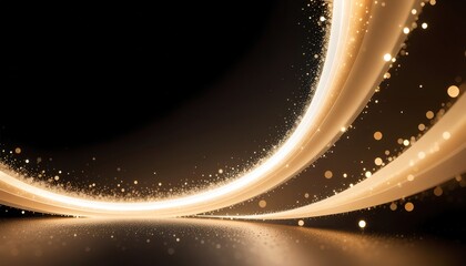Elegant golden light streaks on dark backdrop showcasing dynamic light effects