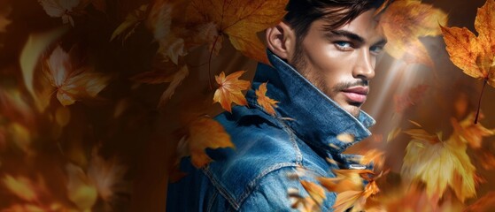 Fototapeta premium Effortless elegance: showcasing the ideal fashion and spirit in life. High-end fashion. Subtle hues of life: a joyful man's portrait with a shift in colors and style. Designer fashion.