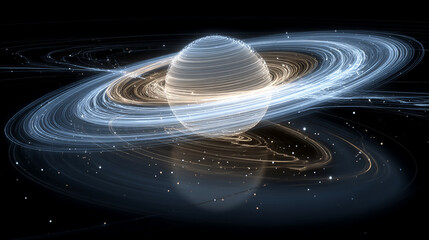 A 3D electron orbit model hovers above a surface, with glowing orbital paths and particle representation, illustrating atomic structure and quantum physics concepts.
