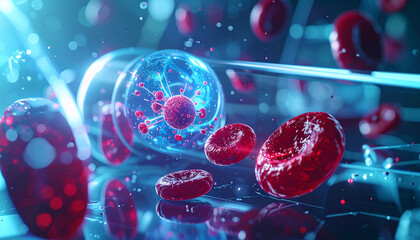 Microscopic Marvel: A stunning visualization of a cell, alive with the vitality of the body. showcasing a detailed image of red blood cells.