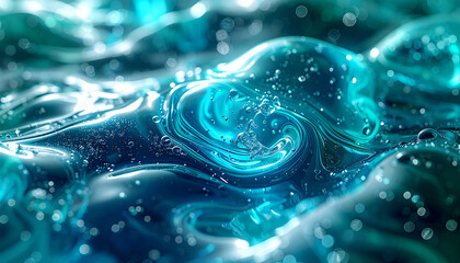 Abstract Azure Fluid Dynamics: A mesmerizing display of fluid dynamics showcases the dance of aqua hues, depicting intricate patterns and graceful swirls in a captivating spectacle.