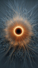 Abstract circular portal formed by flowing data streams, glowing with neon light and digital energy, creating a futuristic, high-tech, and immersive sci-fi visual effect.