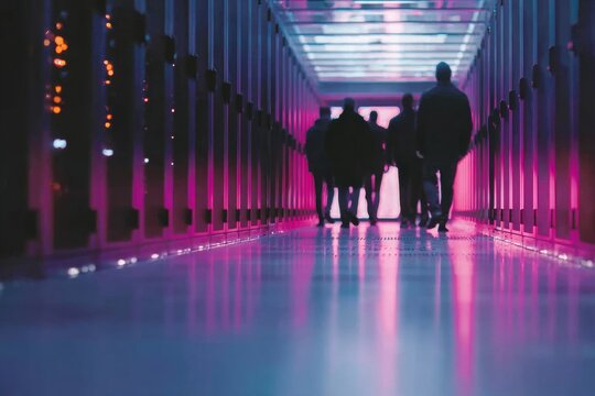 Strategic minds in the digital fortress. Dark aesthetic. Diverse it experts addressing network security in the server room. High contrast. Digital artwork. - Powered by Adobe
