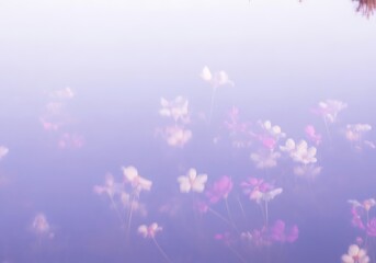 Dreamy flower garden, ethereal blossoms in soft pastel hues and lavender light
