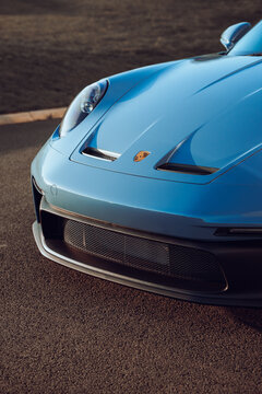 Porsche 911 GT3 RS sports car wallpaper, blue vehicle luxury German automobile