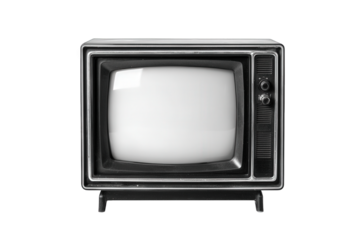 Vintage black and white television isolated on transparent background, a nostalgic reminder of classic entertainment and technological history, showcasing its retro design