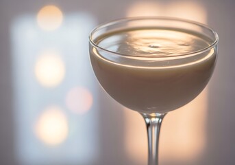 Elegant Cocktail in Coupe Glass with Soft Light and Bokeh Effect