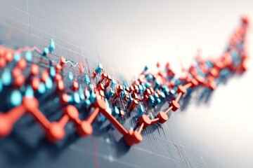 Market Dynamics Visualization: A dynamic 3D rendering of interwoven data lines, representing market trends, showcasing fluctuations in an intricate design.