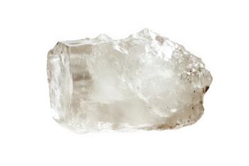 A translucent crystal specimen isolated on transparent background, showcasing its natural formation and unique crystalline structure, perfect for geology enthusiasts and collectors