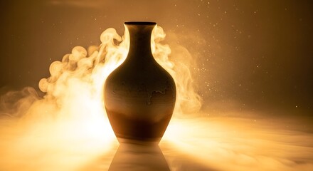 Mystic vase with ethereal smoke, conveying beauty, fragility and art