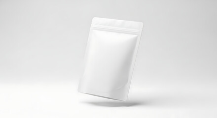 Clean White Doypack Stand-Up Pouch Packaging Mockup Floating for Versatile Product Branding